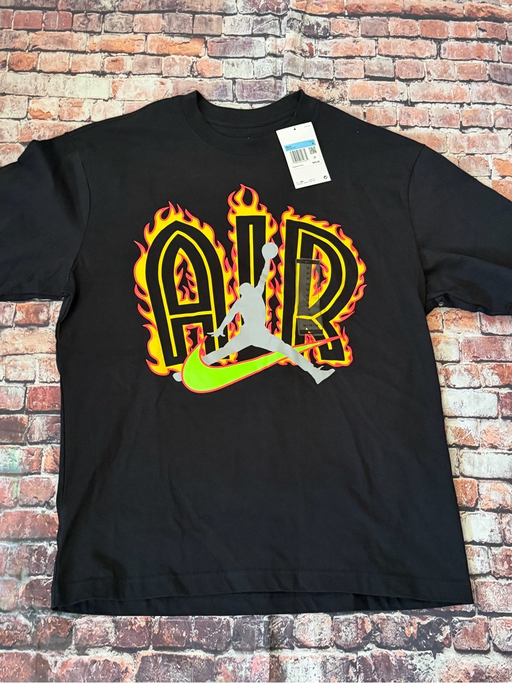 Nike Black Graphic T-Shirt with Flame 'AIR' Logo